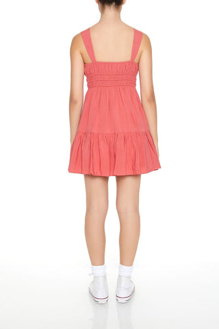 Shirred Bow Flounce Mini Dress