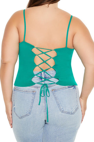 Plus Size Lace-Up Sweater-Knit Cami