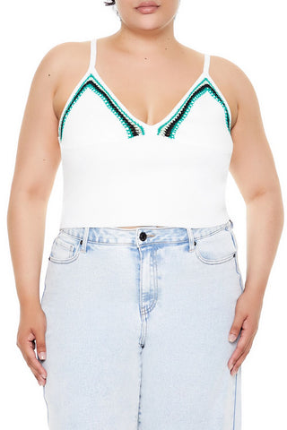 Plus Size Embroidered Sweater-Knit Cami