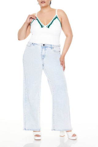 Plus Size Embroidered Sweater-Knit Cami