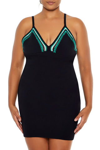 Plus Size Embroidered Sweater Dress