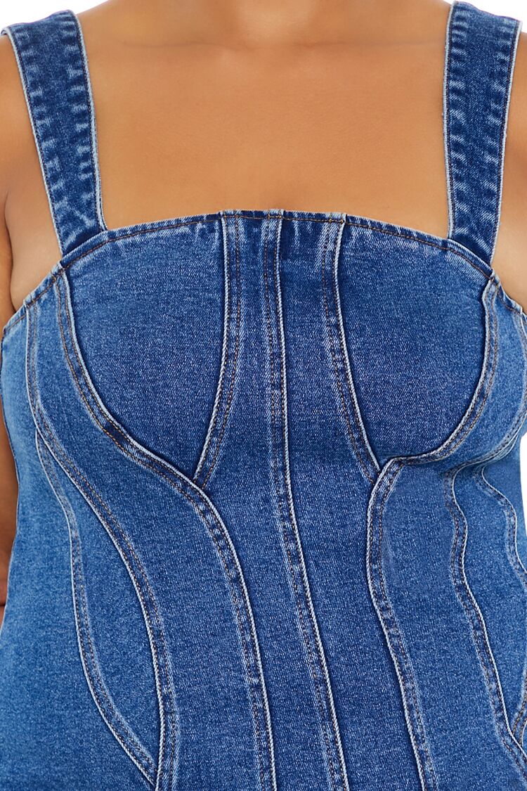  Forever 21 Plus Size Seamed Denim Mini Dress - medium-denim - Bonton