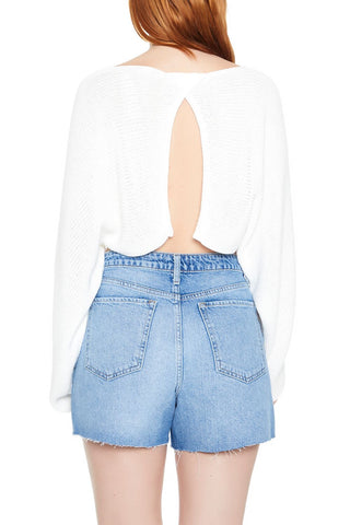 Cropped Split-Back Sweater