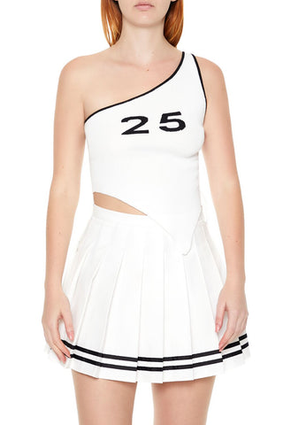 Sweater-Knit One-Shoulder Top