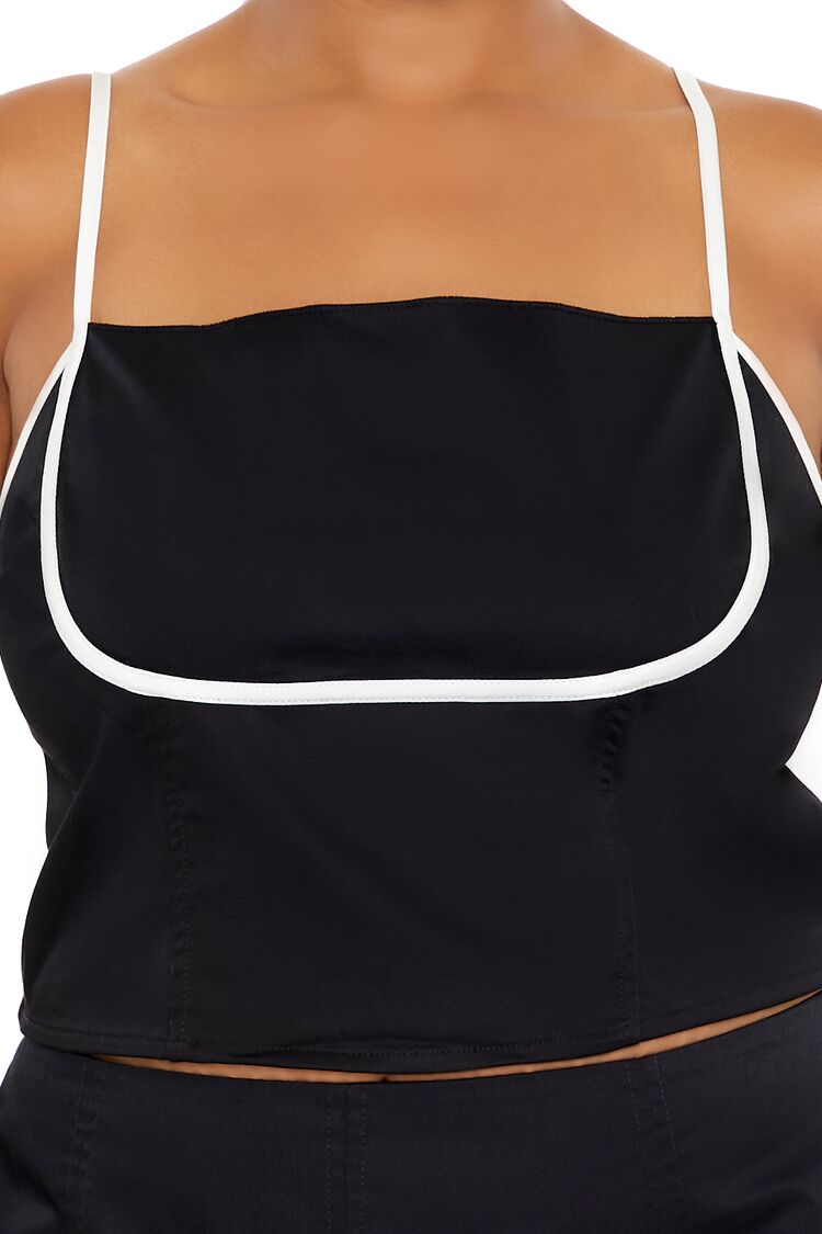  Forever 21 Plus Size Two-Tone Cropped Cami - black - Bonton