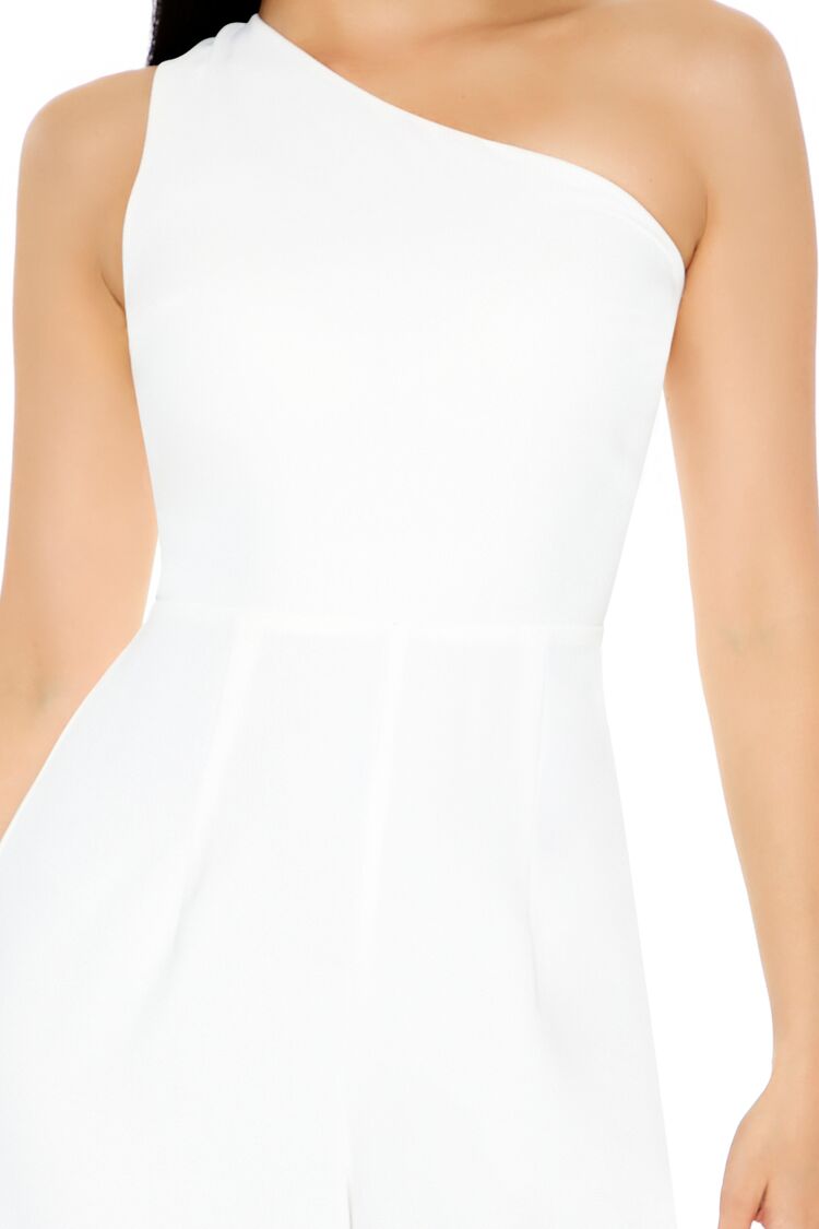  Forever 21 One-Shoulder Straight-Leg Jumpsuit - ivory - Bonton