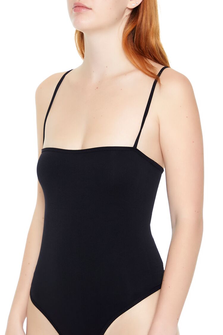  Forever 21 Seamless Thong Cami Bodysuit - black - Bonton