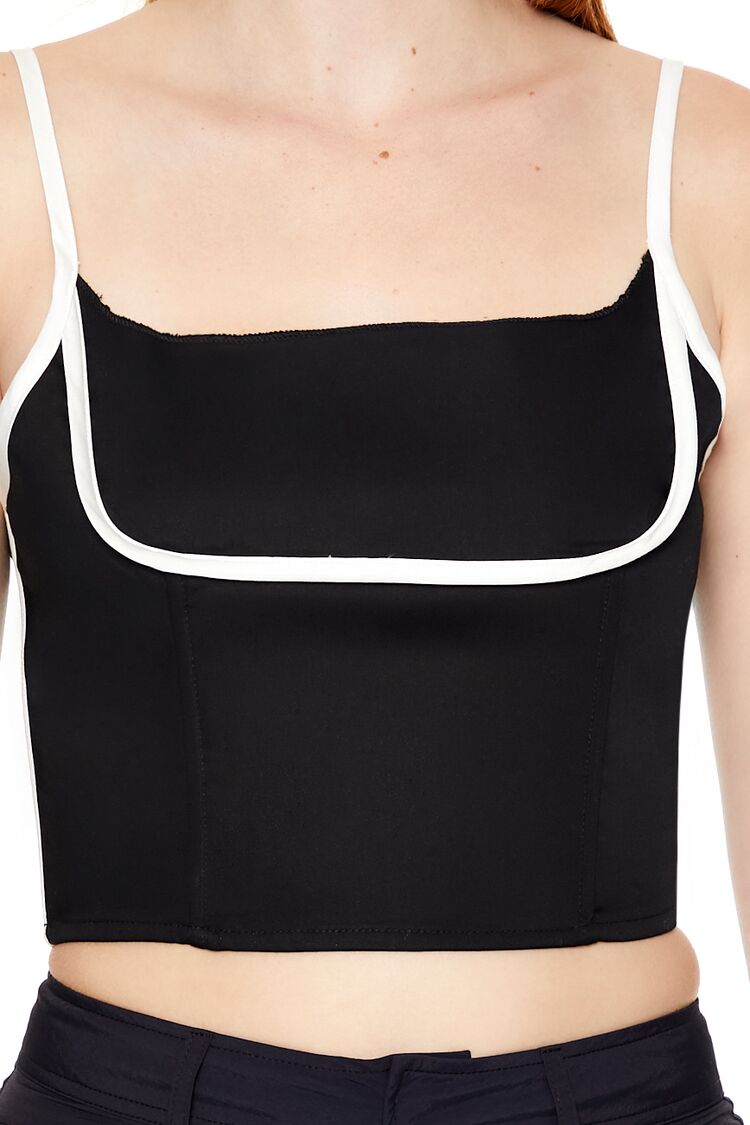  Forever 21 Two-Tone Cropped Cami - black white - Bonton