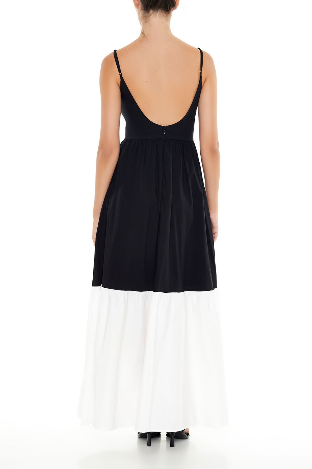  Forever 21 Colorblock Cutout Maxi Dress - black-white - Bonton