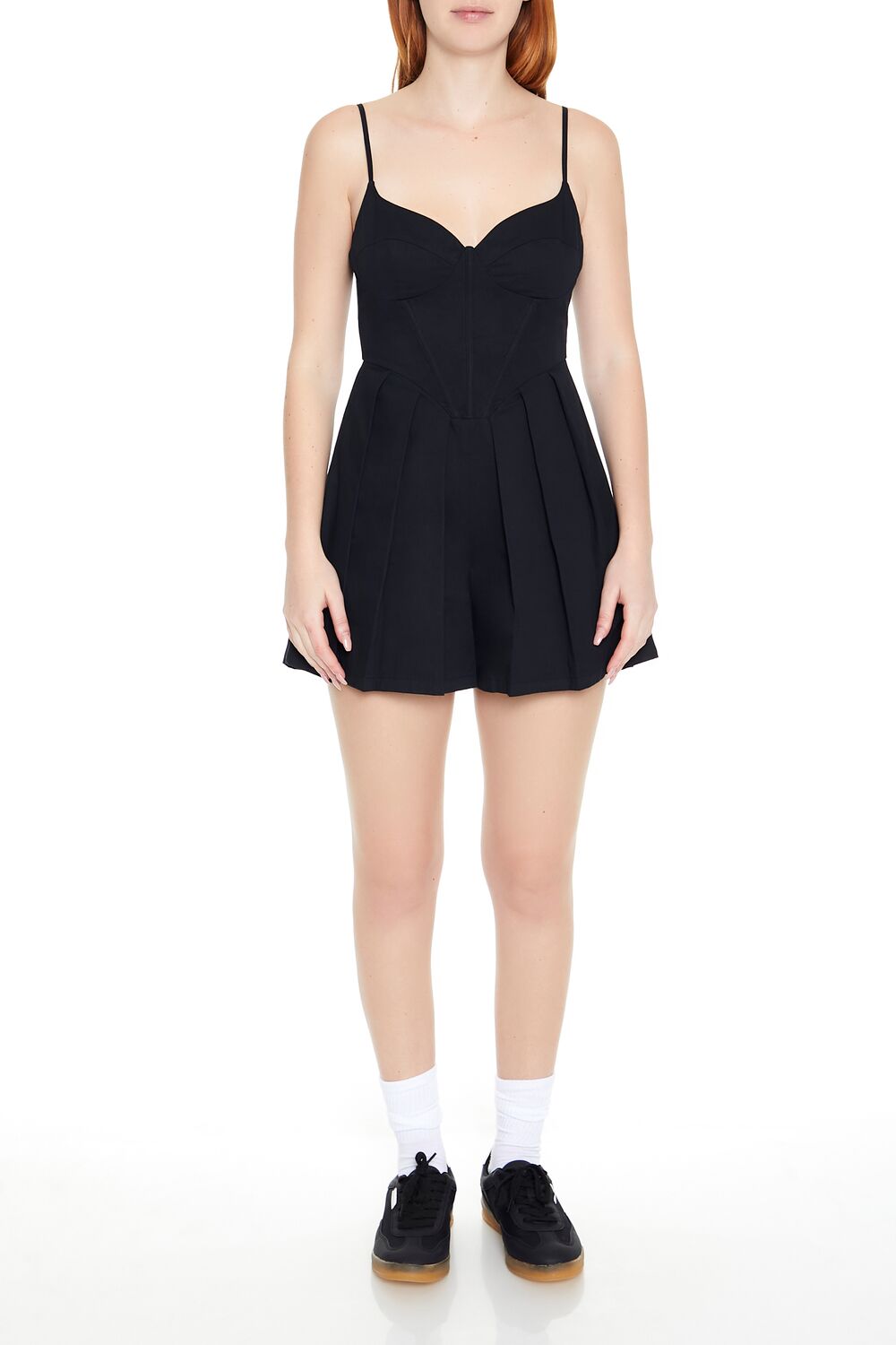  Forever 21 Pleated Bustier Cami Romper - black - Bonton