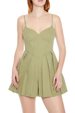 Pleated Bustier Cami Romper