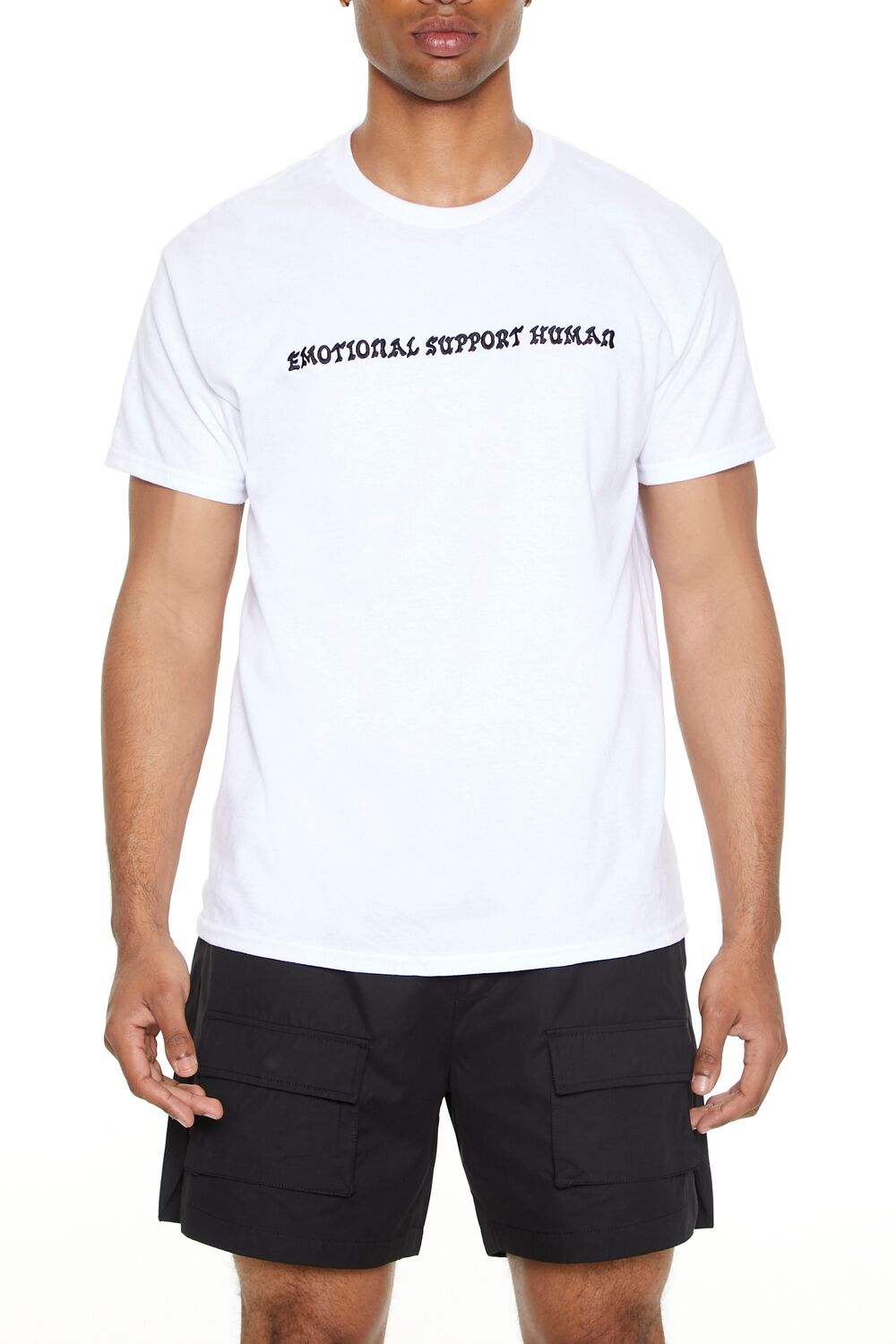 Forever 21 Emotional Support Human Graphic Tee - white black - Bonton