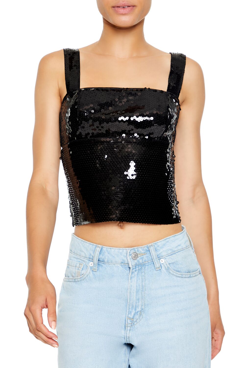  Forever 21 Tie-Back Sequin Top - black - Bonton