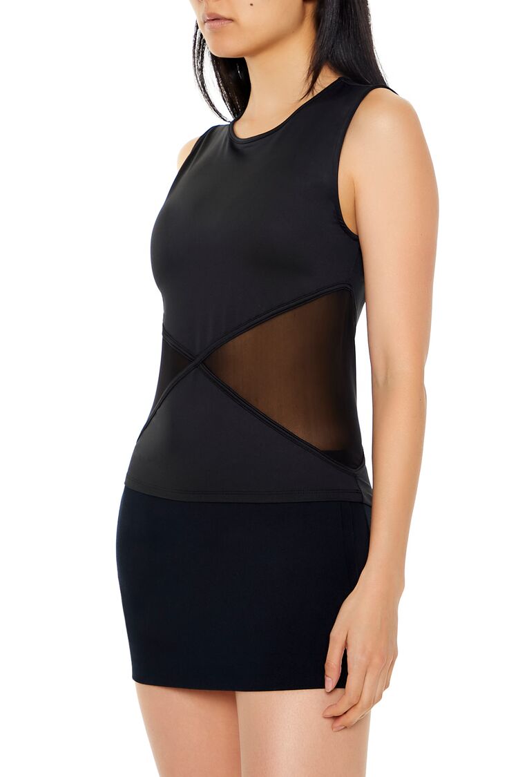  Forever 21 Contour Sculpt Mesh Top - burgundy black - Bonton