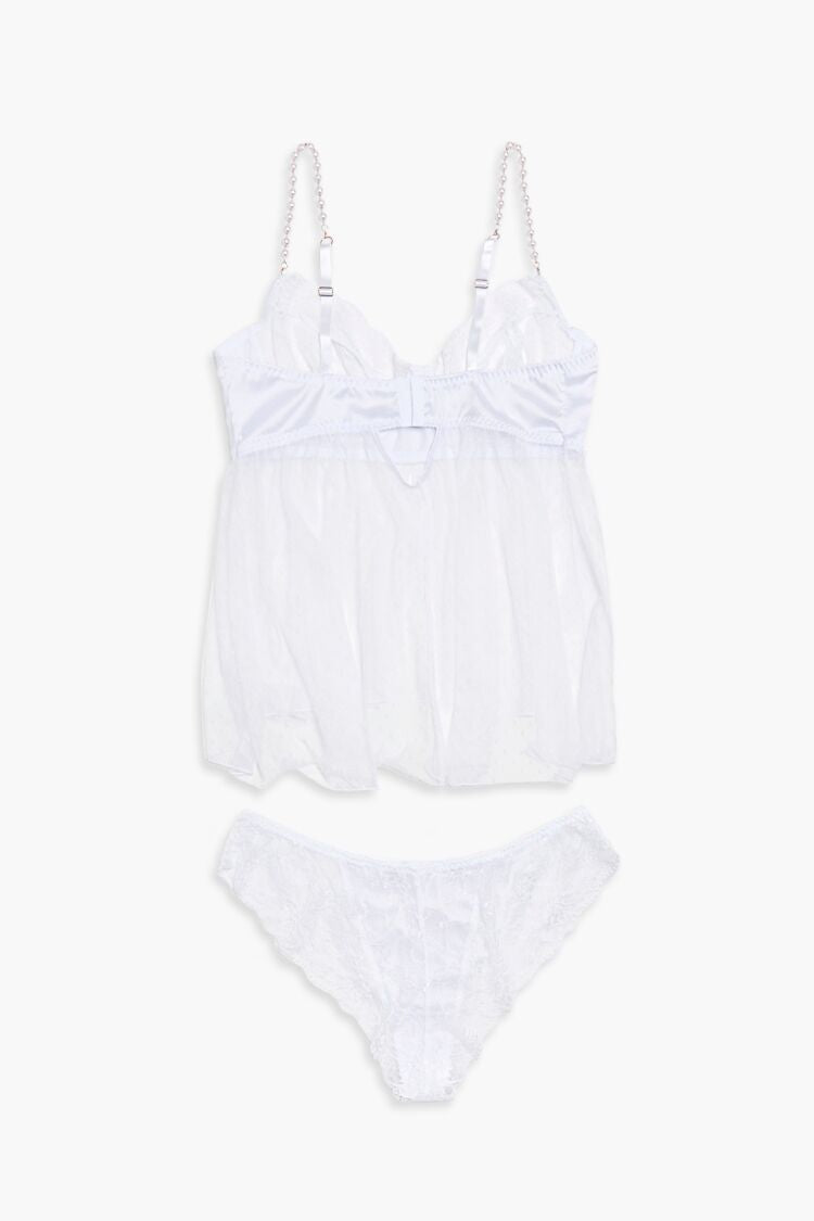  Forever 21 Plus Size Mesh Lingerie Cami & Panty Set - white - Bonton