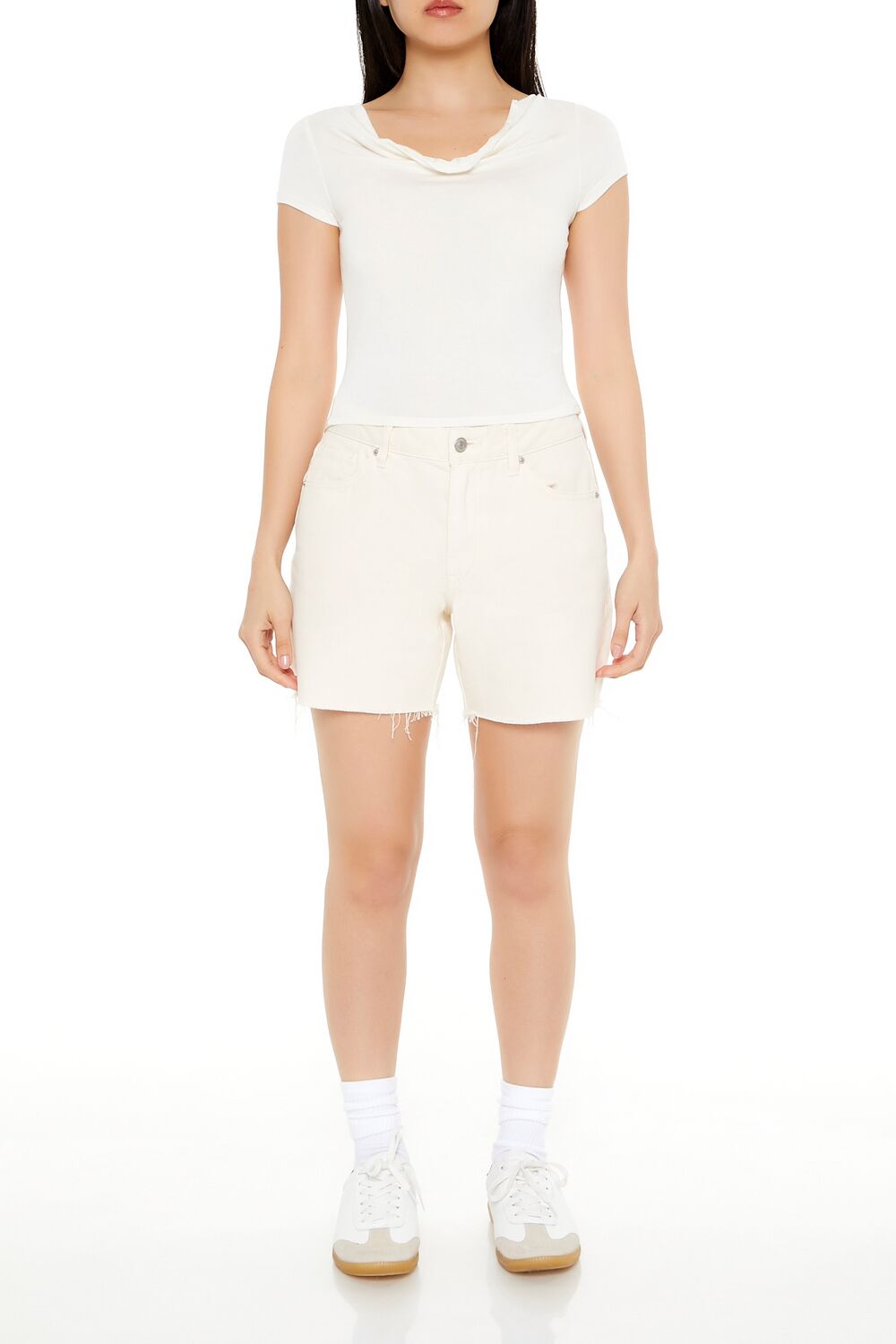  Forever 21 Cowl Cropped Tee - cream - Bonton