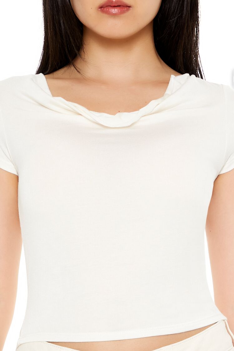  Forever 21 Cowl Cropped Tee - cream - Bonton