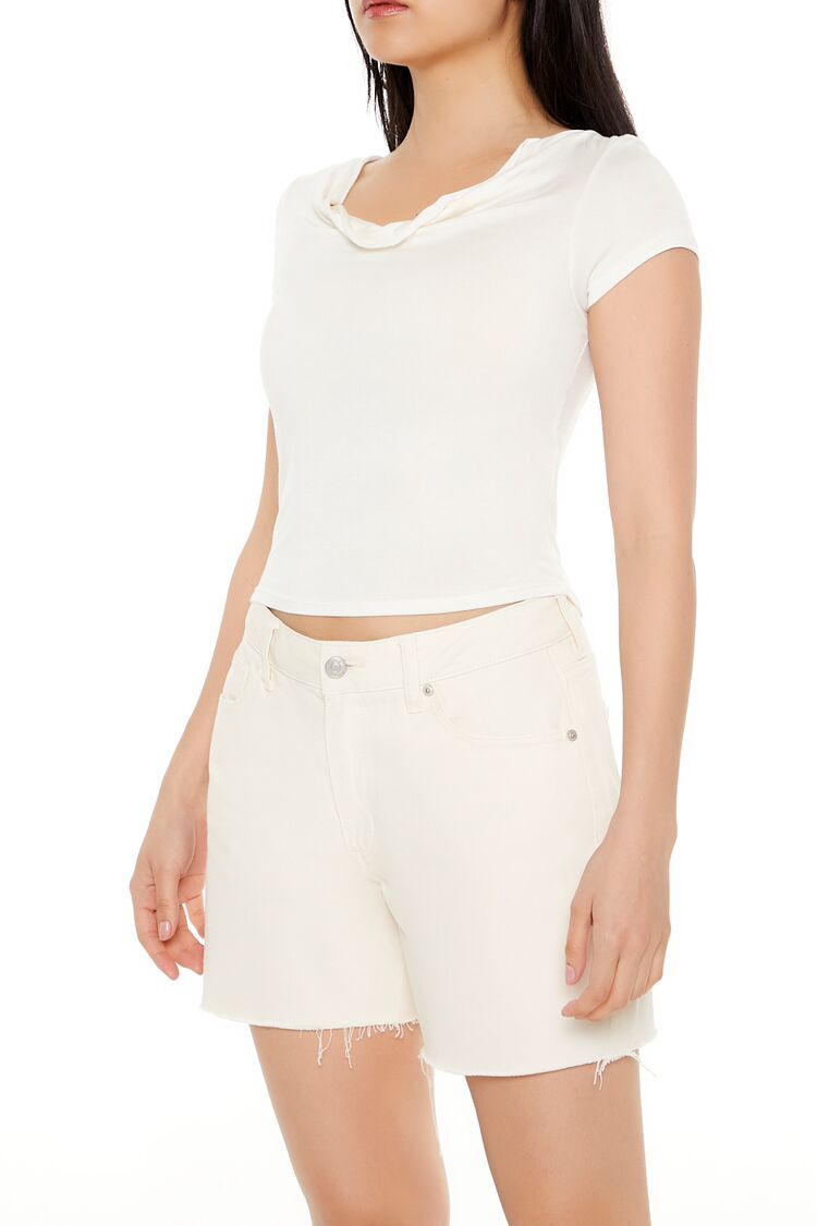  Forever 21 Cowl Cropped Tee - cream - Bonton