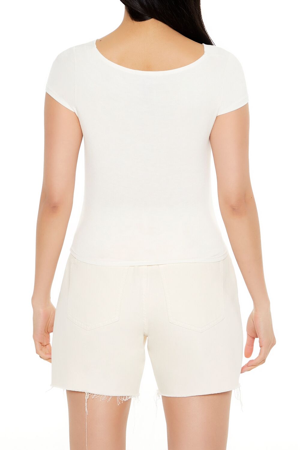 Forever 21 Cowl Cropped Tee - cream - Bonton