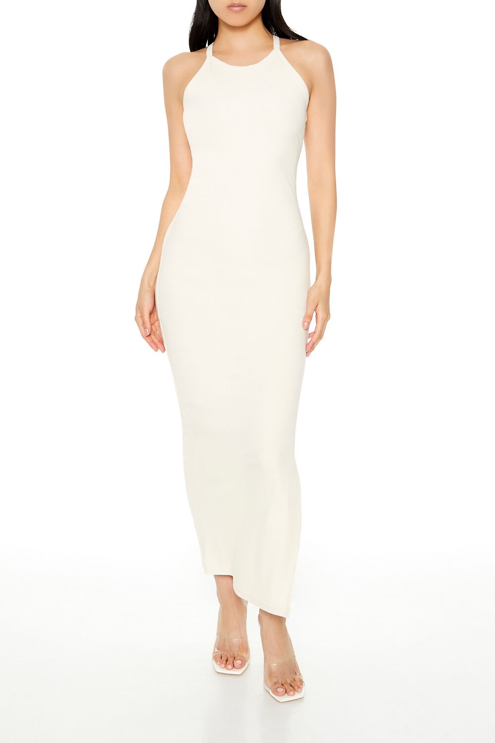  Forever 21 Ribbed Racerback Maxi Dress - cream - Bonton