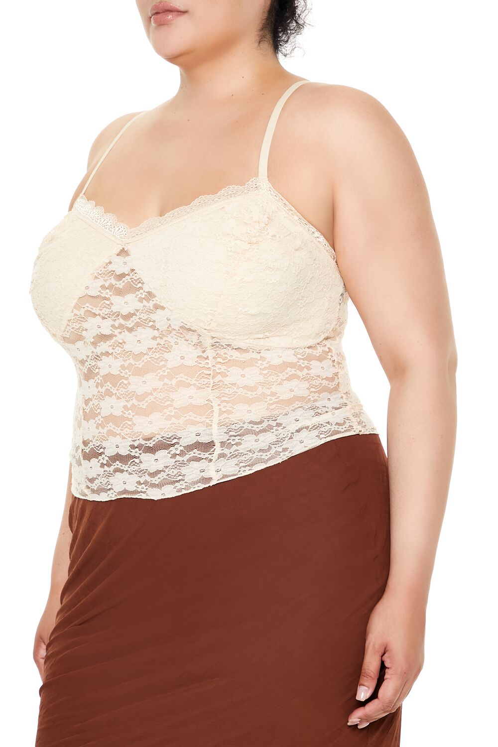  Forever 21 Plus Size Sheer Lace Cami - cream - Bonton