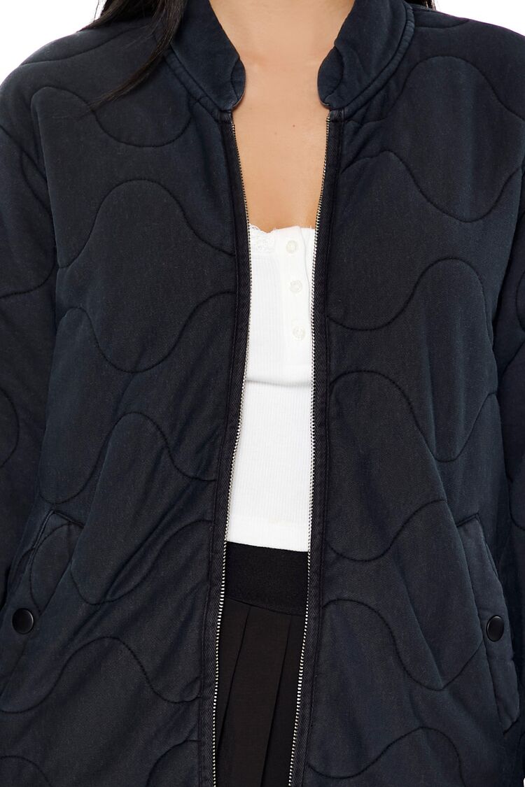  Forever 21 Quilted Zip-Up Jacket - black-swatch - Bonton