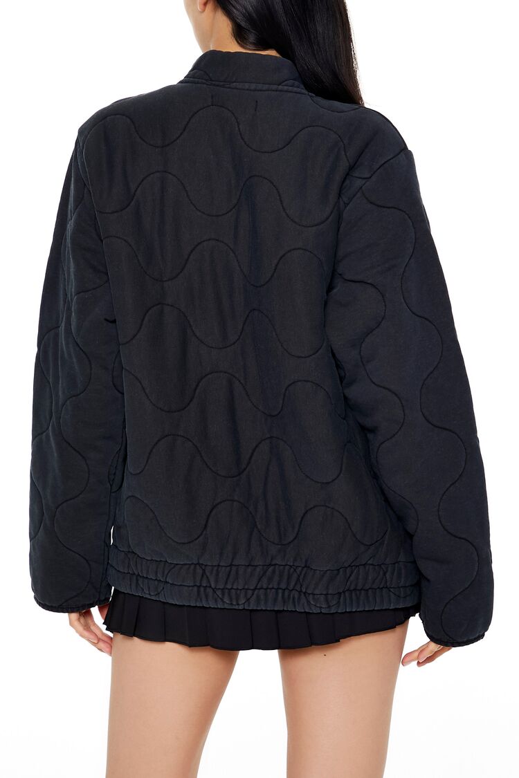  Forever 21 Quilted Zip-Up Jacket - black-swatch - Bonton