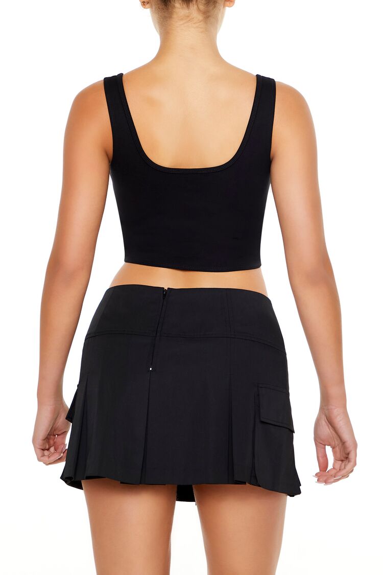  Forever 21 Ponte Knit Corset Crop Top - black - Bonton