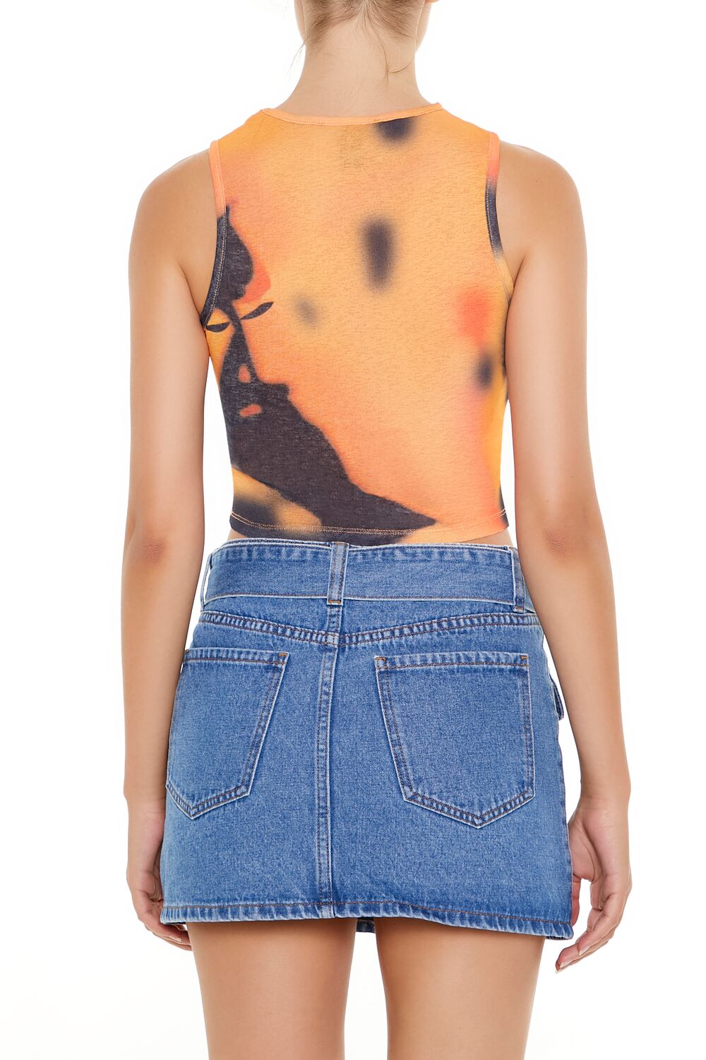  Forever 21 Cropped Tie-Dye Tank Top - orange multi - Bonton