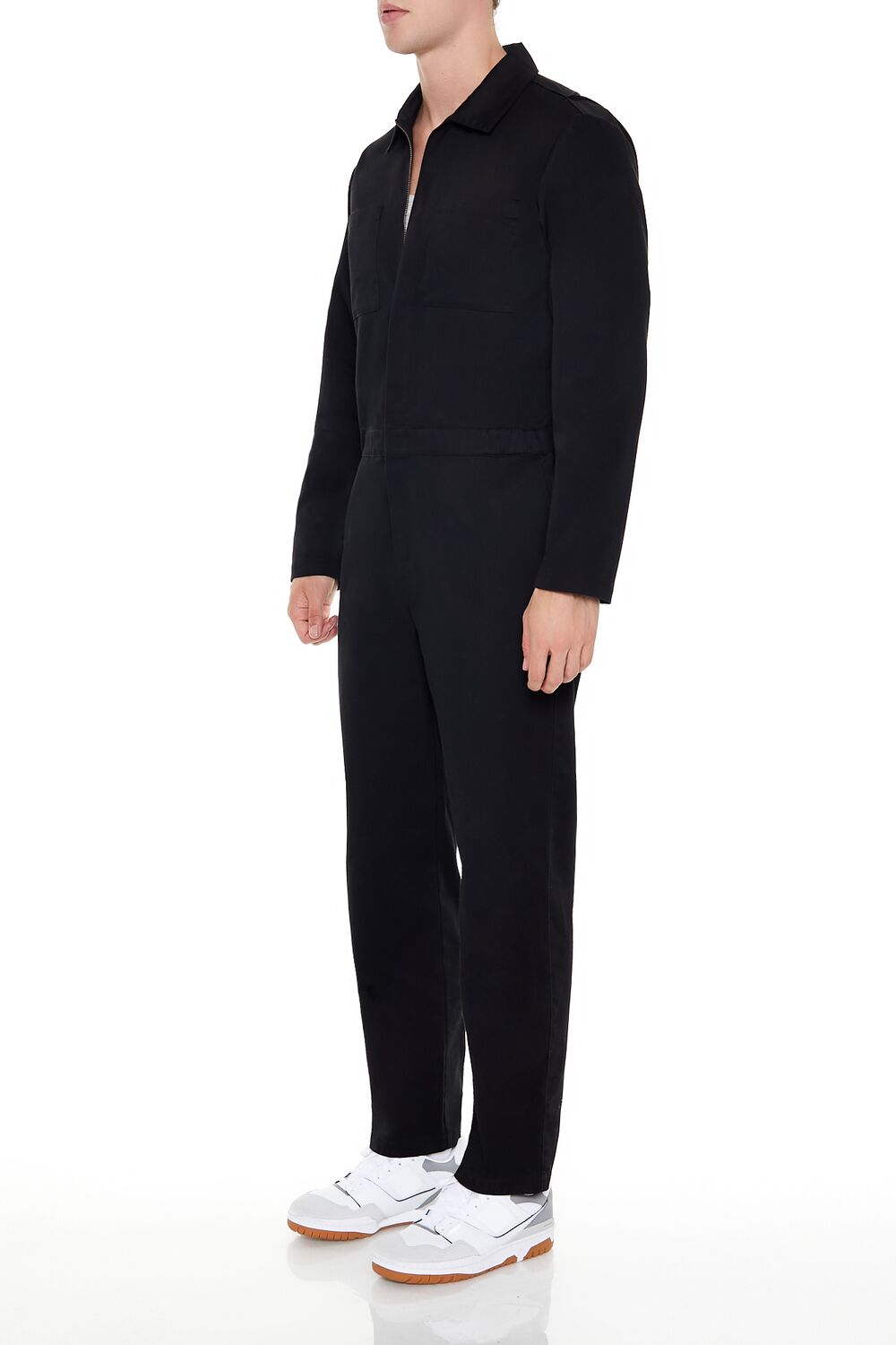  Forever 21 Straight-Leg Zip-Up Coveralls - black - Bonton