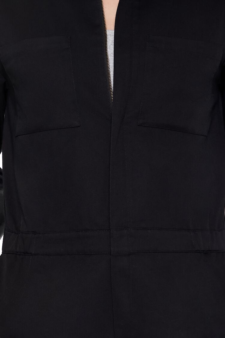  Forever 21 Straight-Leg Zip-Up Coveralls - black - Bonton