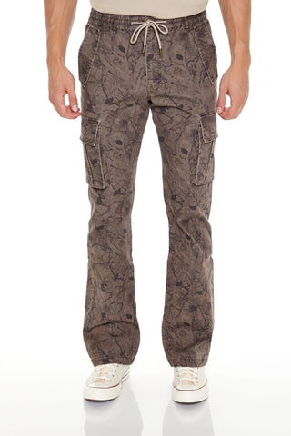 Slim-Fit Leaf Print Cargo Pants