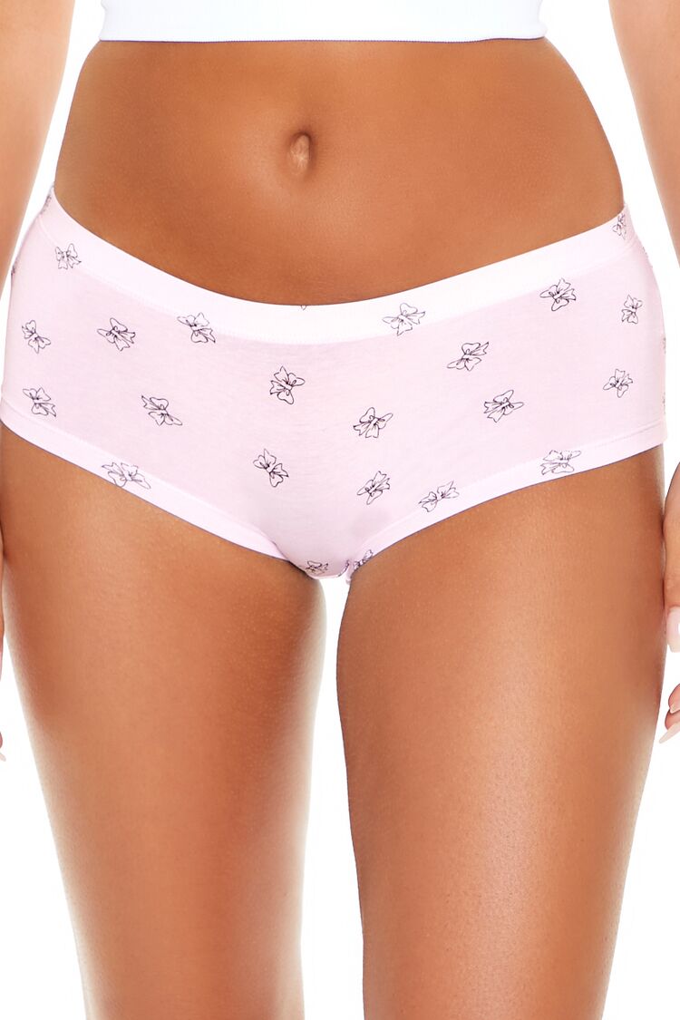  Forever 21 Bow Print Shortie Panties - pale-pink-multi - Bonton