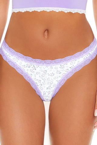 Seamless Floral Print Thong Panties