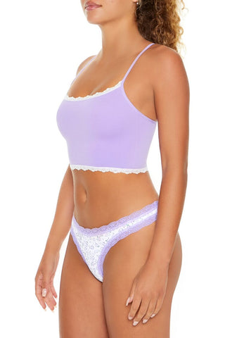 Seamless Floral Print Thong Panties