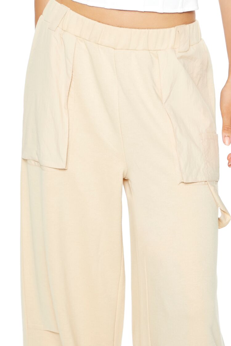  Forever 21 Fleece Wide-Leg Utility Pants - oatmeal - Bonton