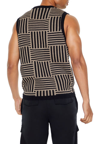 Geo Print Zip-Up Sweater Vest