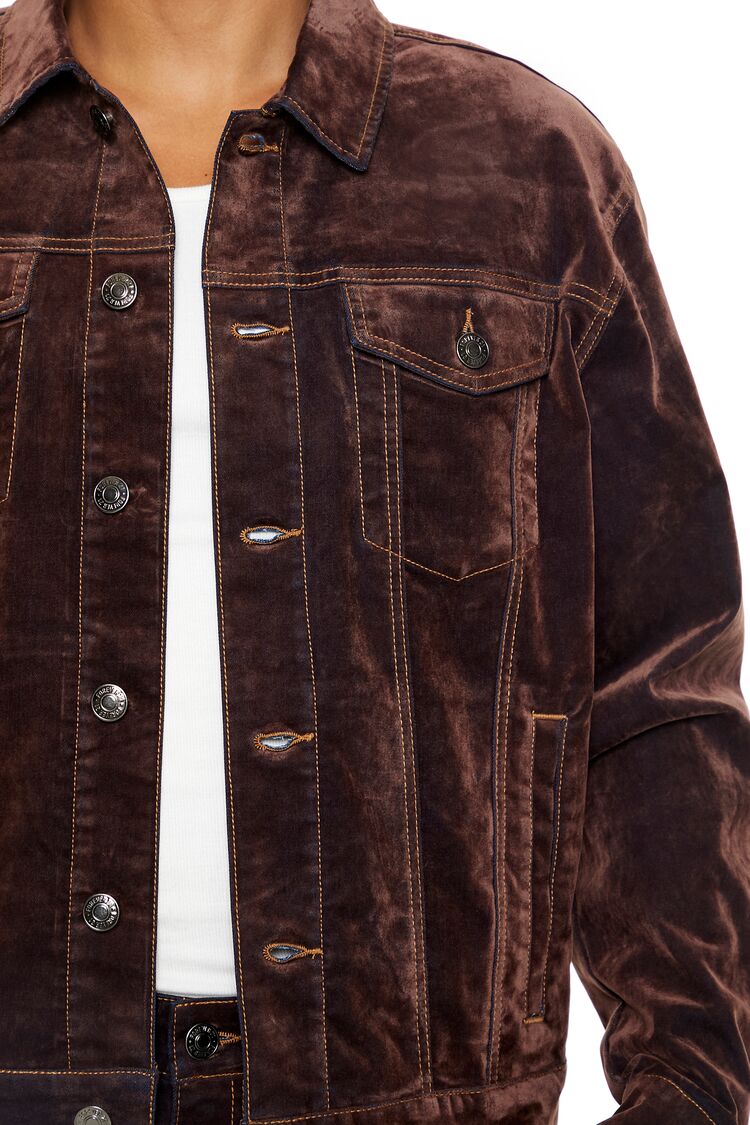 Forever 21 Textured Trucker Jacket - chocolate-swatch - Bonton