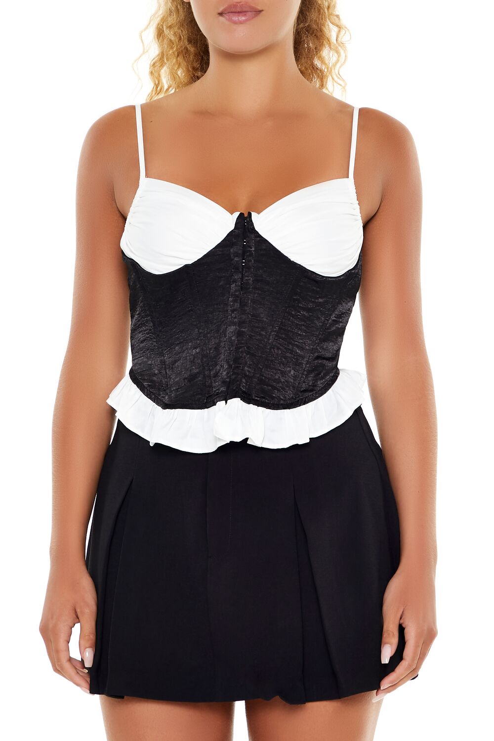  Forever 21 Colorblock Bustier Cami - black white - Bonton