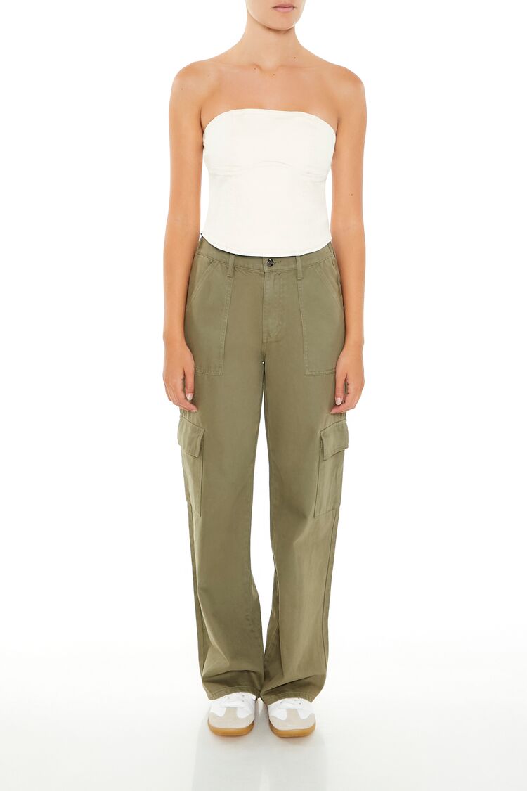  Forever 21 Strappy Twill Tube Top - cream - Bonton