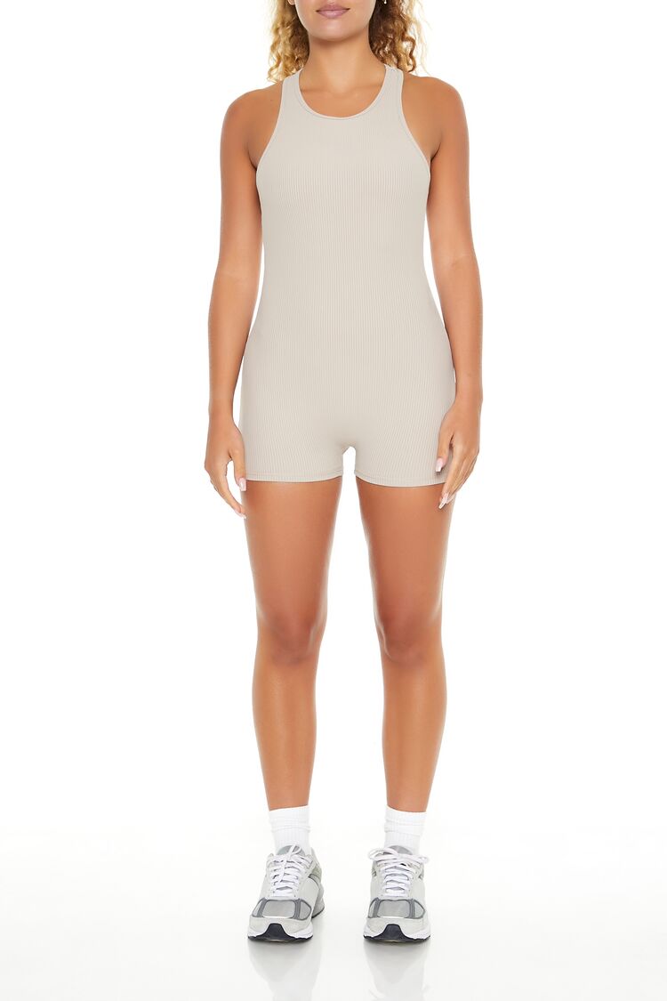  Forever 21 Active Racerback Cutout Romper - black - Bonton