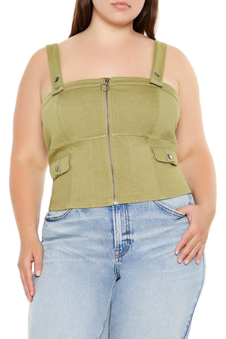 Plus Size Zip-Up Crop Top