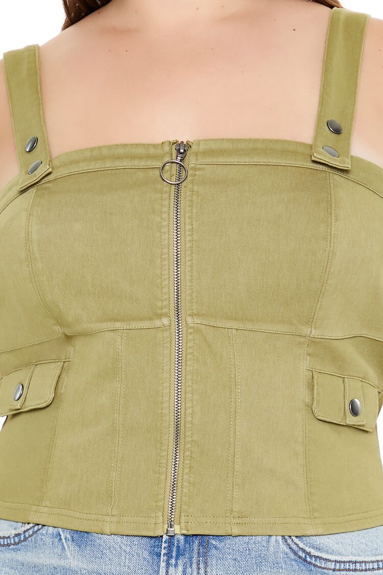  Forever 21 Plus Size Zip-Up Crop Top - cypress - Bonton