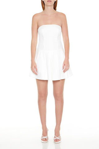 Pleated Strapless Bow Mini Dress