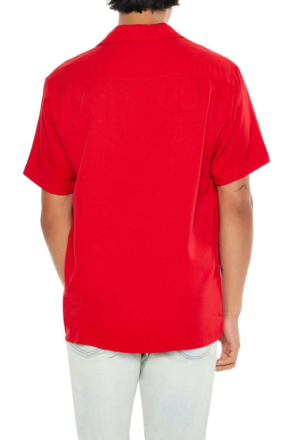 Forever 21 Cuban Collar Short-Sleeve Shirt - tomato - Bonton