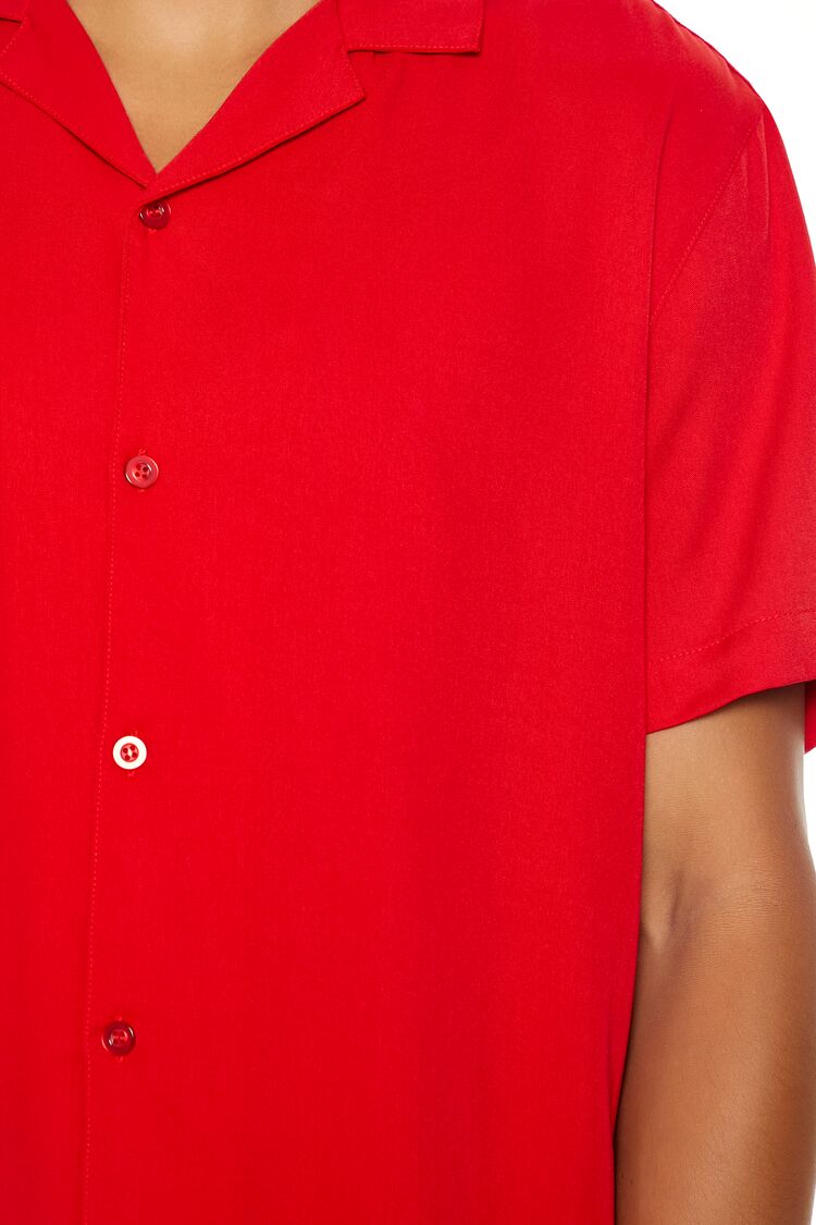  Forever 21 Cuban Collar Short-Sleeve Shirt - tomato - Bonton