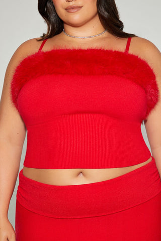 Plus Size Mean Girls Faux Fur Sweater-Knit Cami