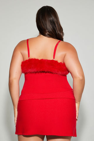 Plus Size Mean Girls Faux Fur Sweater-Knit Cami