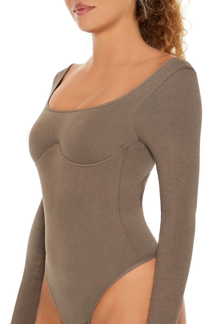  Forever 21 Seamless Cutout Lingerie Bodysuit - ash-brown - Bonton