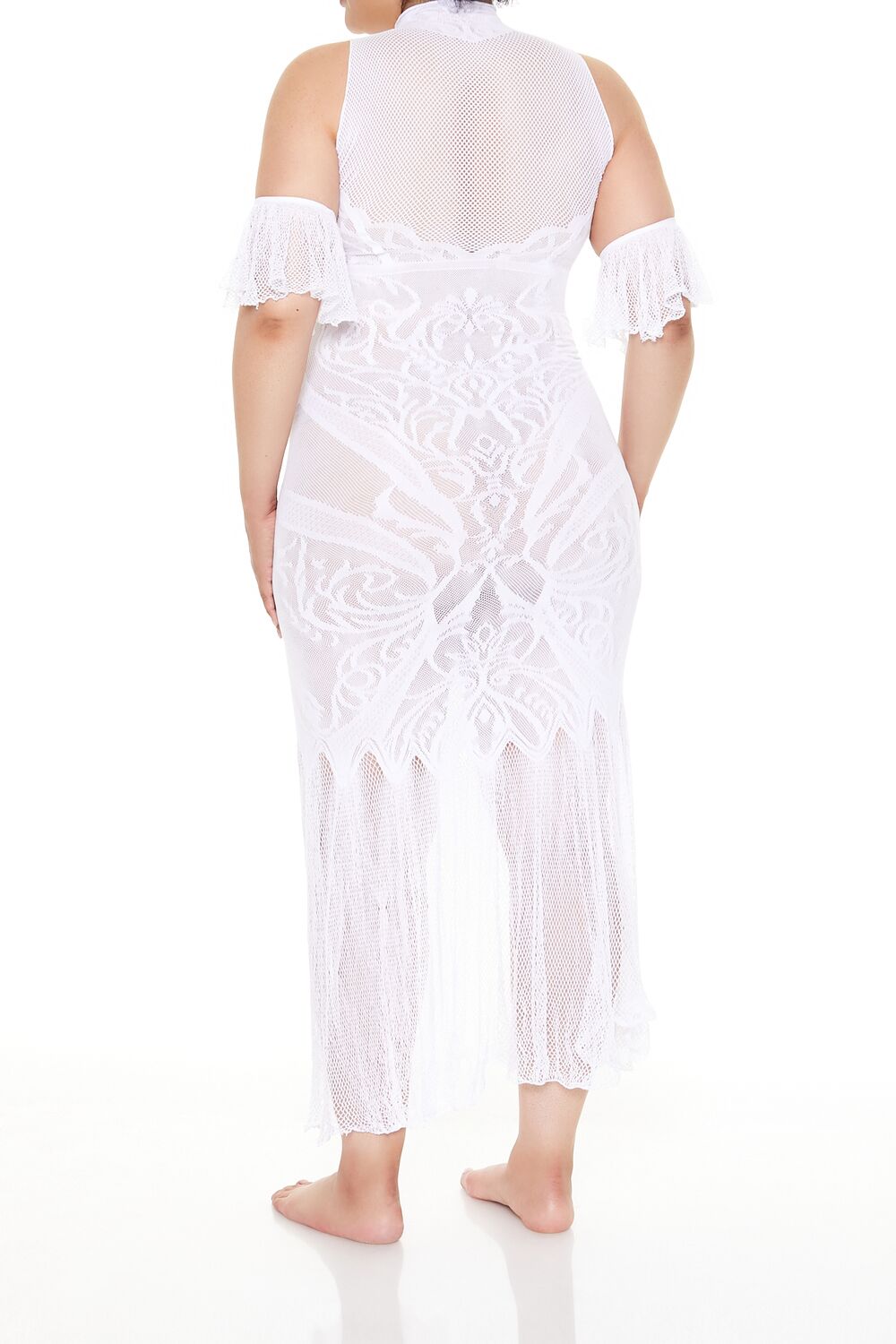  Forever 21 Plus Size Fishnet Lingerie Dress - white - Bonton